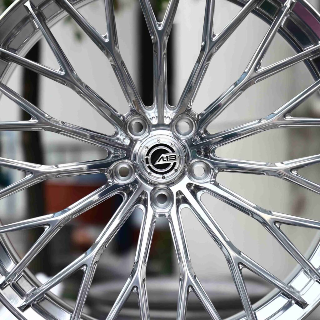BMW M4 F82 wheels – Mirror Polished Silver 15 Y-Spoke, lip and barrel detail