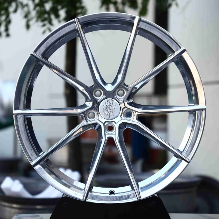 Audi RS3 wheels – Mirror Polished Silver 5 V-Spoke, front view
