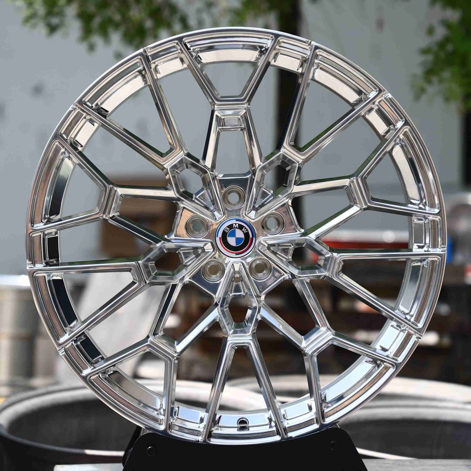 BMW M3 wheels – Mirror Polished Silver, front view