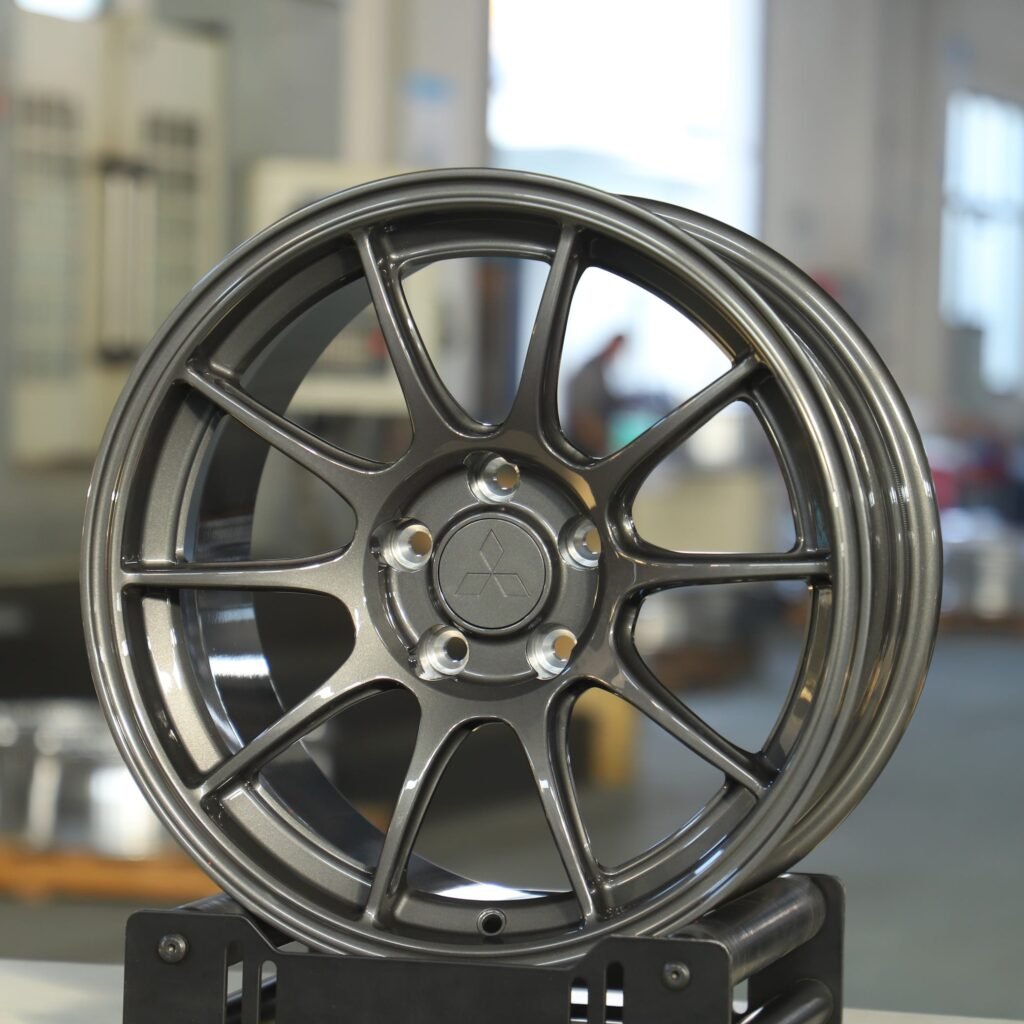 Mitsubishi Lancer Evolution wheels – Gunmetal 10-Spoke, front view