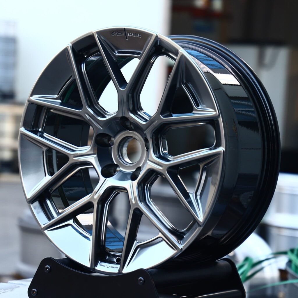 Audi RS5 wheels – MMX Metallic Gray 7 Y-Spoke, angled view