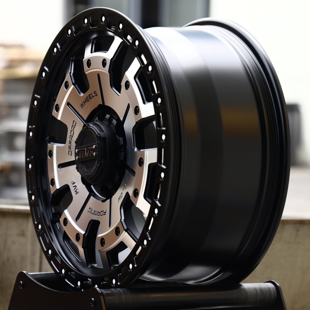 6x139.7 wheels – Black / Machined 5-Spoke Beadlock (MVF-Style), side view