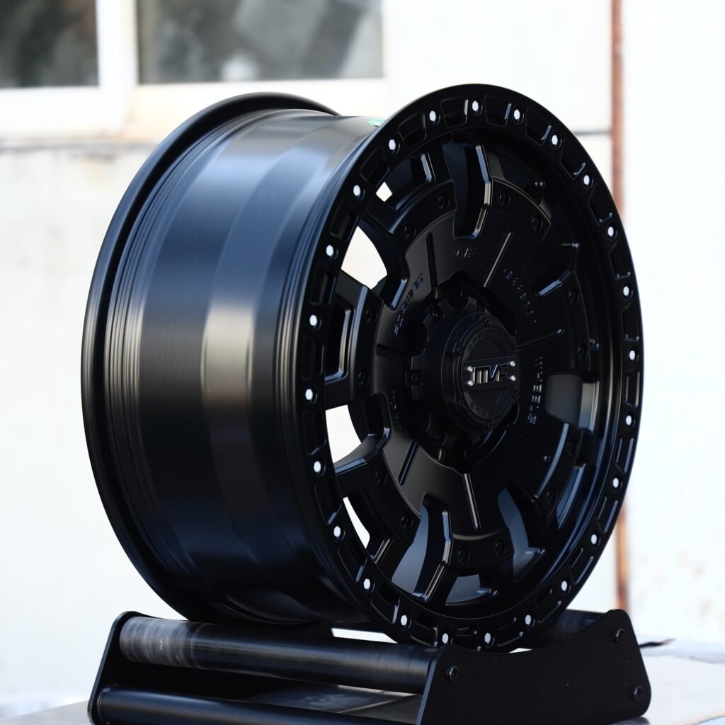 6x135 wheels – Matte Black 5-Spoke Beadlock (MVF-Style), side view