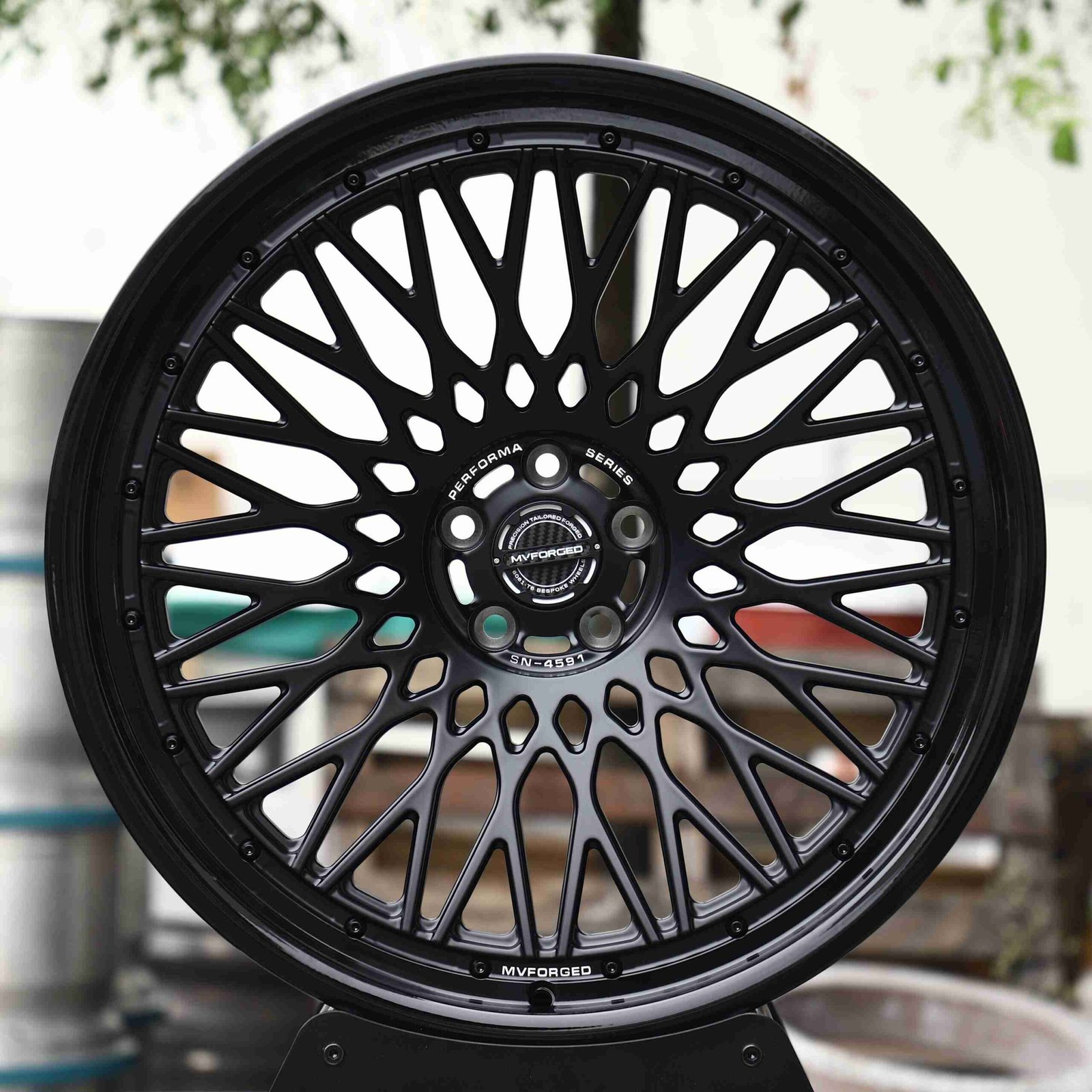 Porsche 911 wheels – MVForged Matte Silver Deep Lip Cut-Out, front view