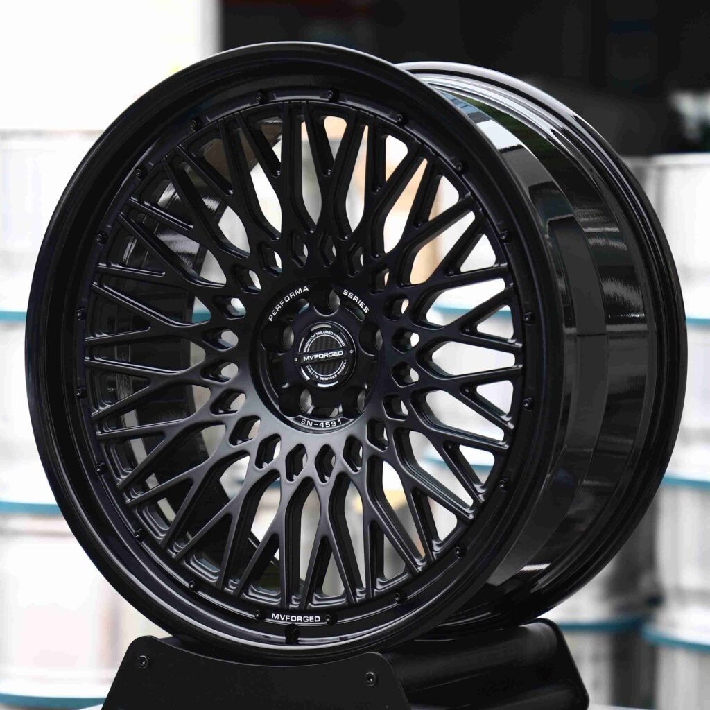 BMW M3 wheels – MVForged Matte Silver Deep Lip Cut-Out, angled view