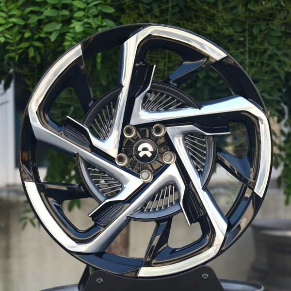NIO OEM-Style Black / Polished Split Directional Milled Machined Face Forged Wheels – NIO ET7 / ET5, front view