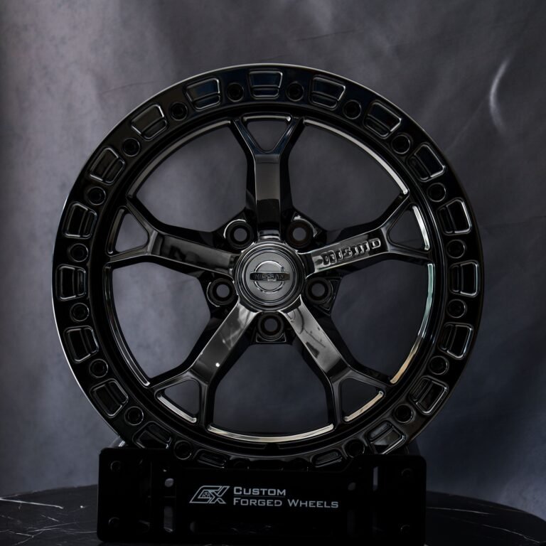 Nissan GT-R wheels – Nissan Nismo Black Chrome 5-Spoke Beadlock, front view