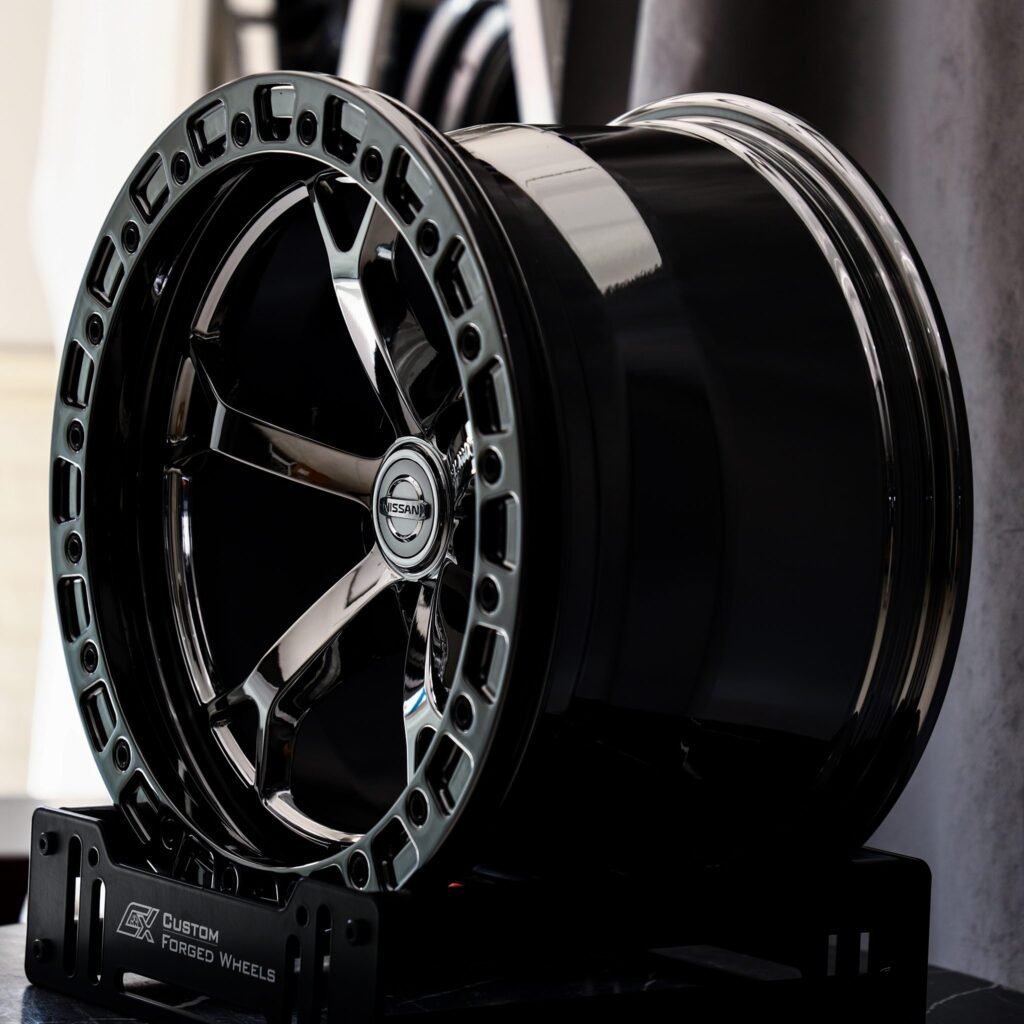 5x114.3 wheels – Nissan Nismo Black Chrome 5-Spoke Beadlock, side view
