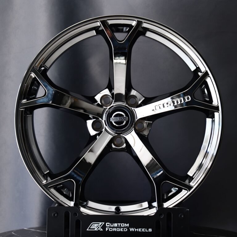 Nissan GT-R wheels – Nissan Nismo Black Chrome 5-Spoke, front view