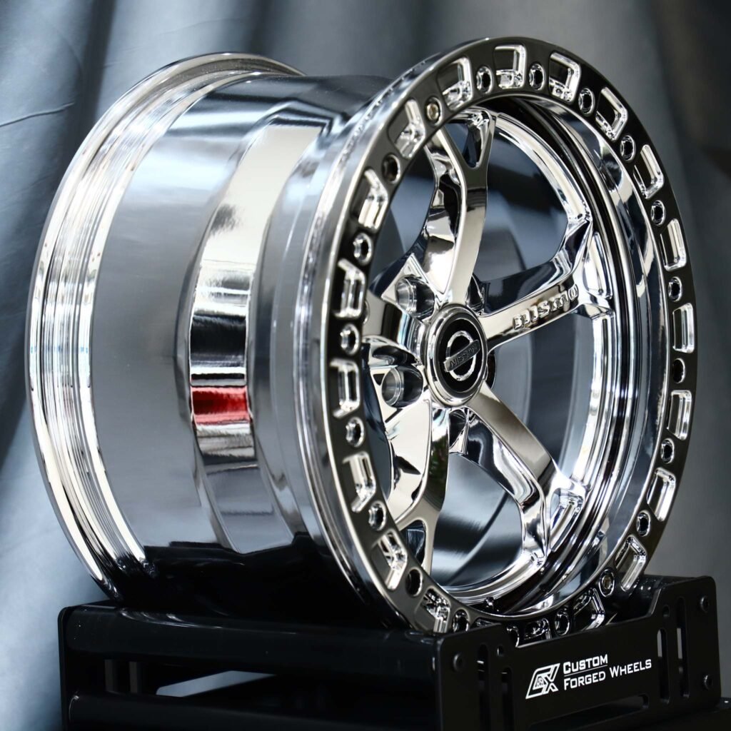 5x114.3 wheels – Nissan Nismo Chrome 5-Spoke Beadlock, side view