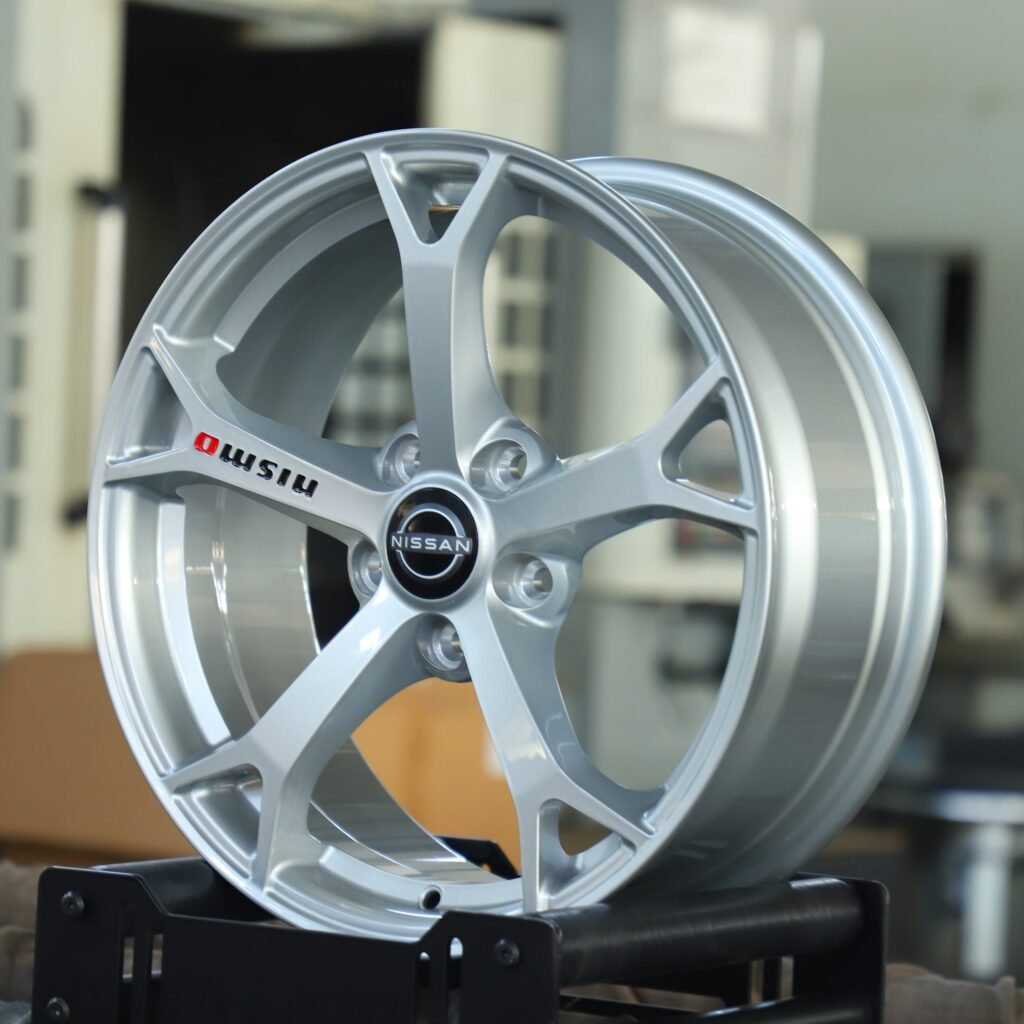 Nissan Altima wheels – Bright Silver 5-Spoke, angled view