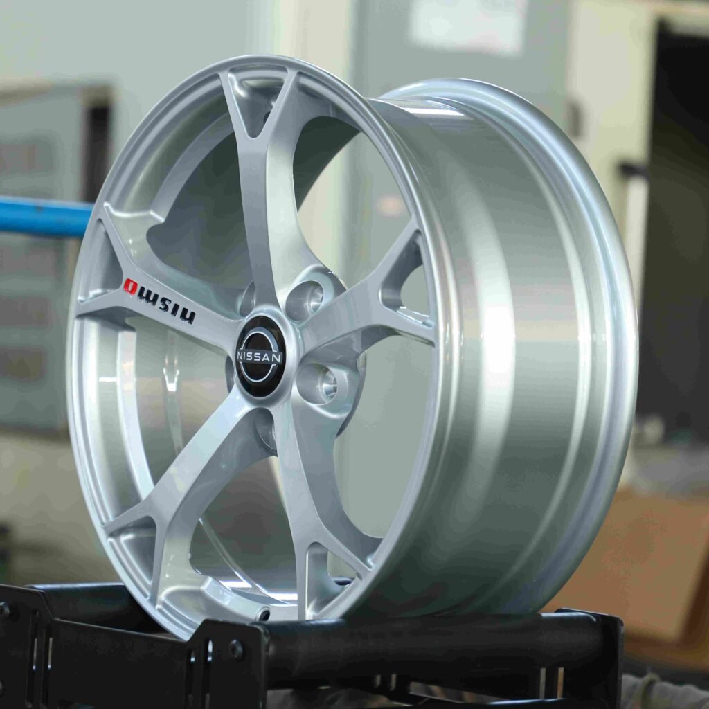 5x114.3 wheels – Bright Silver 5-Spoke, side view