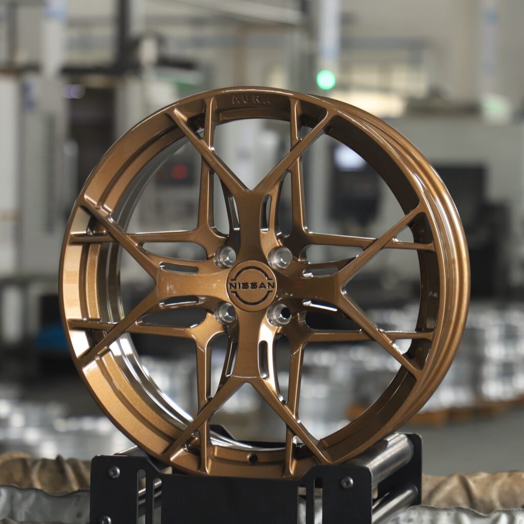 Nissan Style Bronze Gold Cross-Spoke Forged Wheels - Nissan Micra / Nissan Note Fitment (4-Lug) view 2