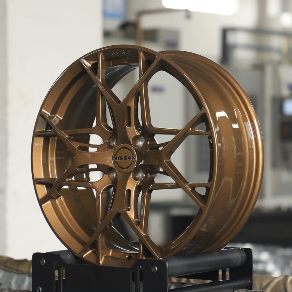 Nissan Style Bronze Gold Cross-Spoke Forged Wheels - Nissan Micra / Nissan Note Fitment (4-Lug) view 3