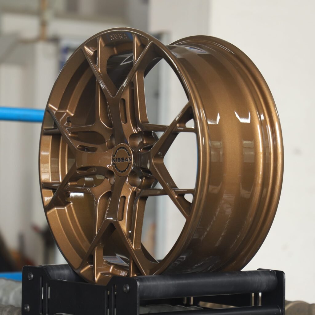 Nissan Style Bronze Gold Cross-Spoke Forged Wheels - Nissan Micra / Nissan Note Fitment (4-Lug) view 4