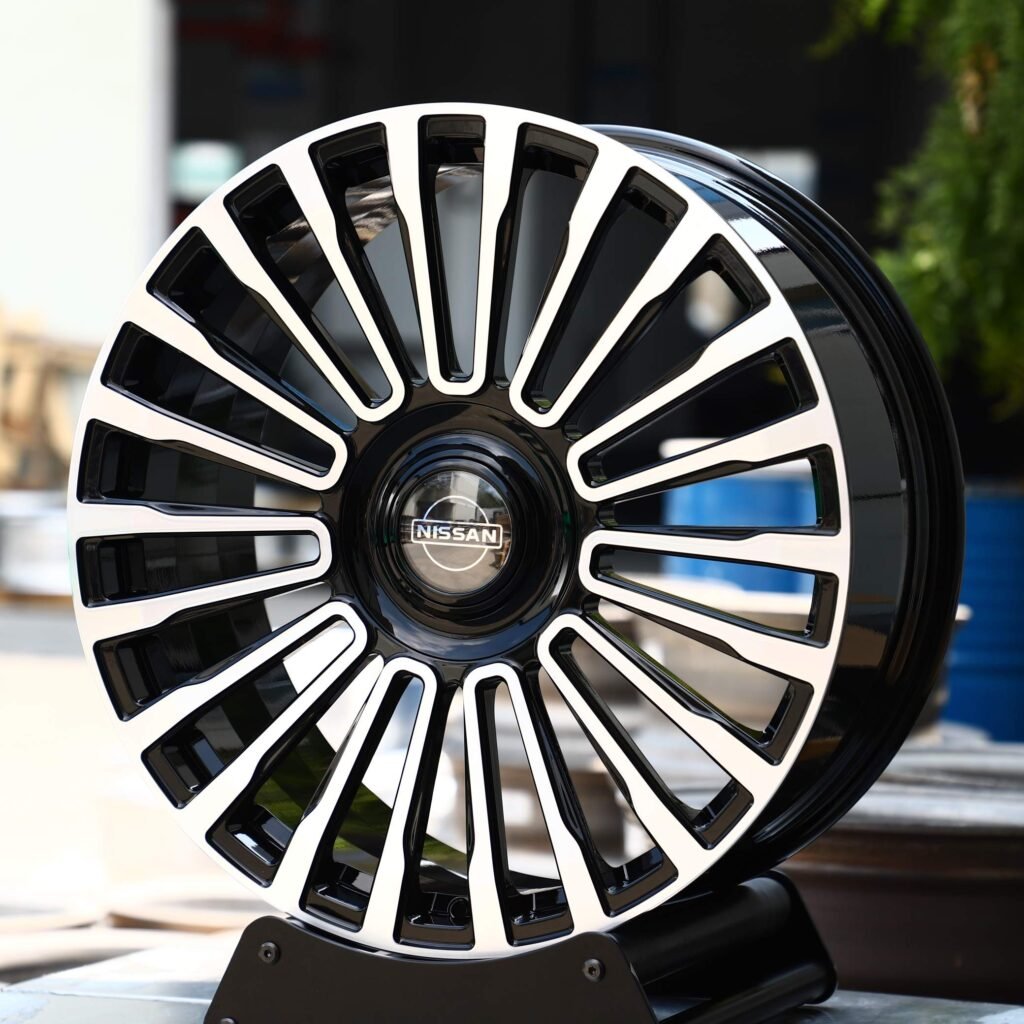 Nissan Style Gloss Black Machined Face Forged Wheels - Nissan GT-R / Nissan 370Z Fitment (5-Lug) view 2
