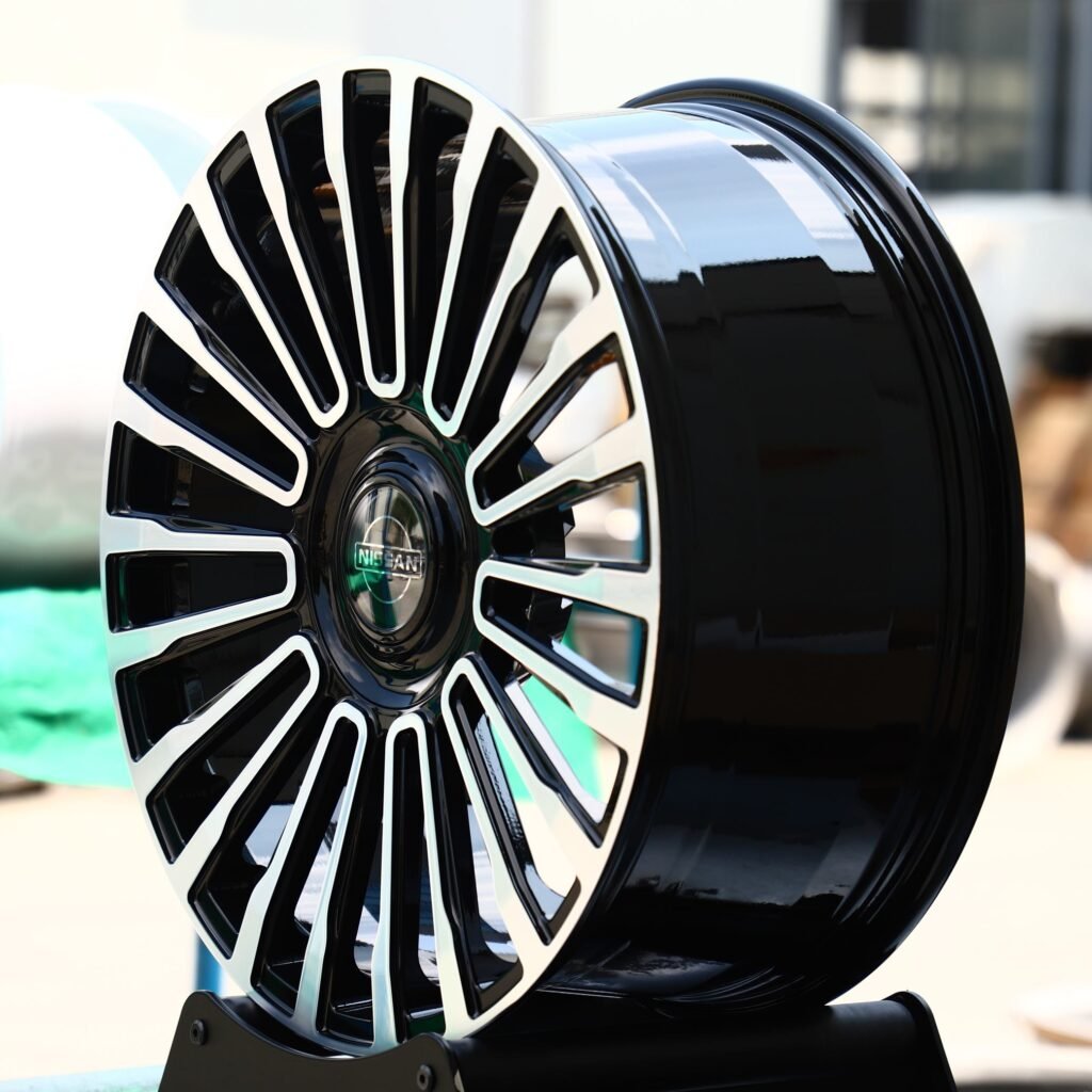 Nissan Style Gloss Black Machined Face Forged Wheels - Nissan GT-R / Nissan 370Z Fitment (5-Lug) view 3