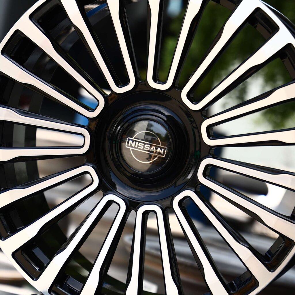 Nissan Style Gloss Black Machined Face Forged Wheels - Nissan GT-R / Nissan 370Z Fitment (5-Lug) view 4