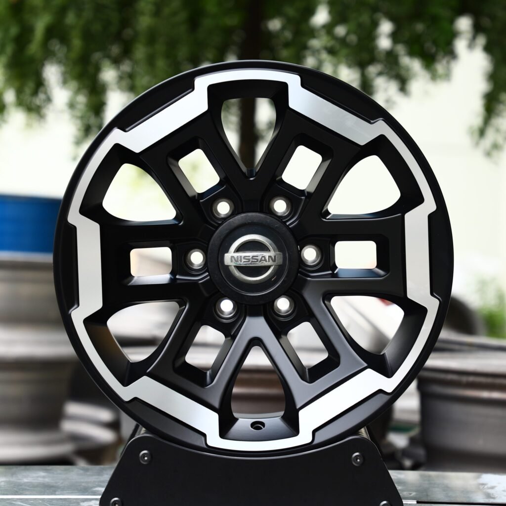 Nissan Titan wheels – Gloss Black Machined Face (Nissan OEM-Style), front view
