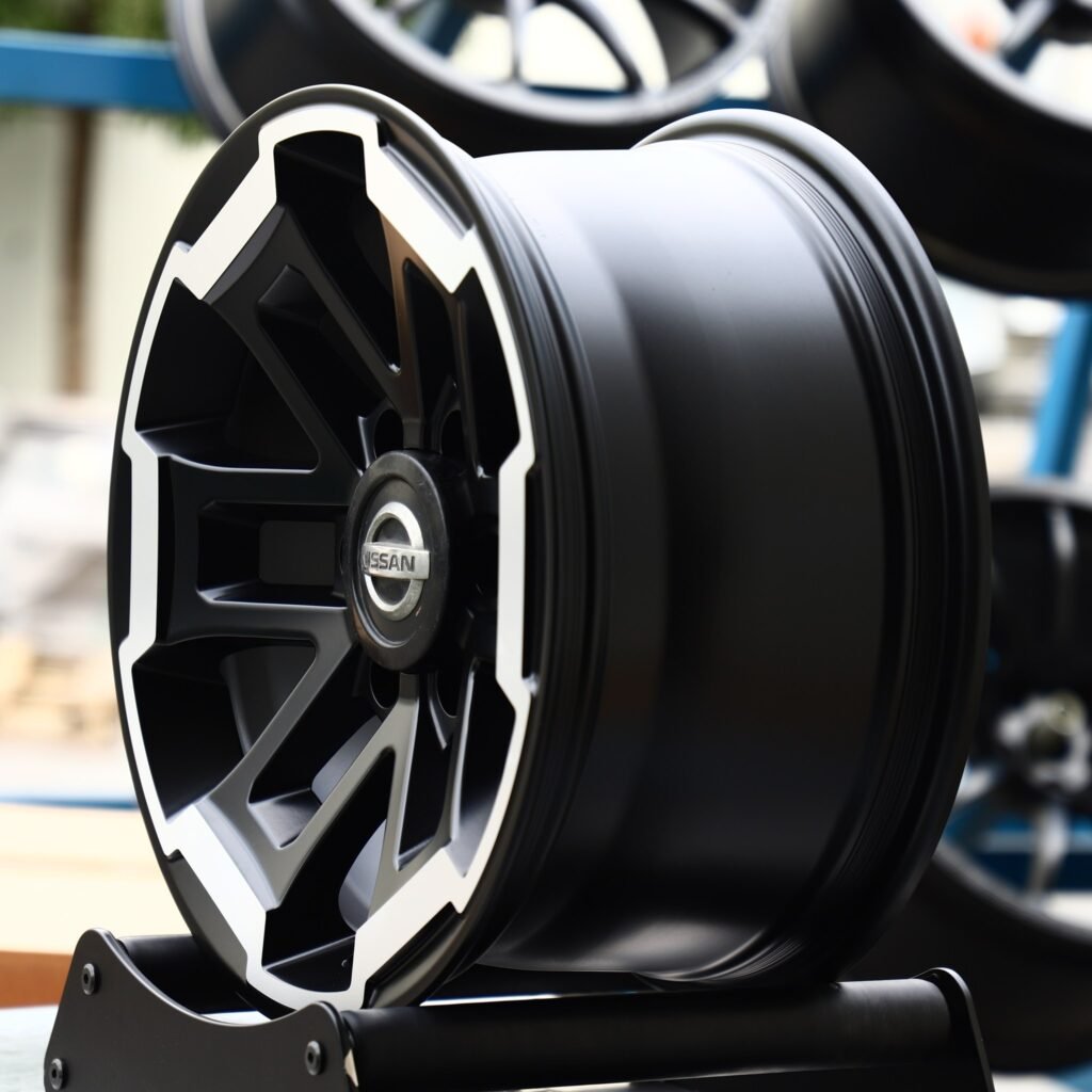 6x139.7 wheels – Gloss Black Machined Face (Nissan OEM-Style), side view