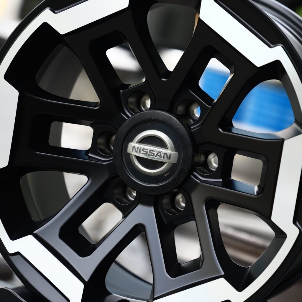 Toyota Tacoma wheels – Gloss Black Machined Face (Nissan OEM-Style), lip and barrel detail