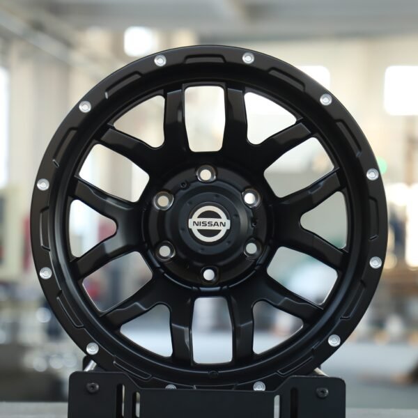 Nissan Titan wheels – Matte Black Exposed Bolt Detail (Nissan OEM-Style), front view