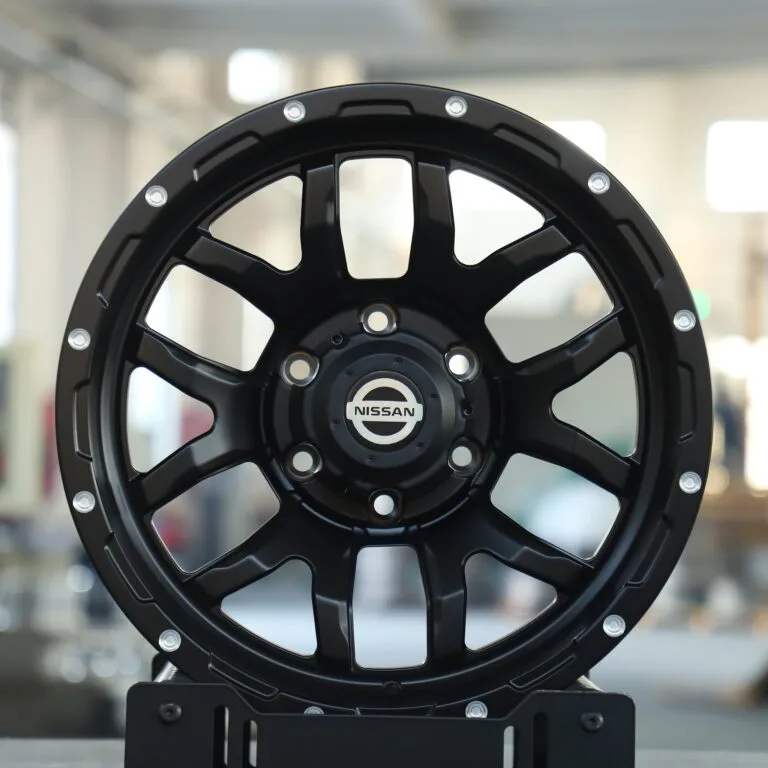 Nissan Titan wheels – Matte Black Exposed Bolt Detail (Nissan OEM-Style), front view