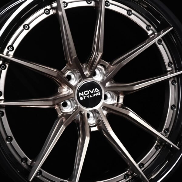 Audi A6 wheels – Nova Gunmetal / Polished Multi-Spoke Concave, front view