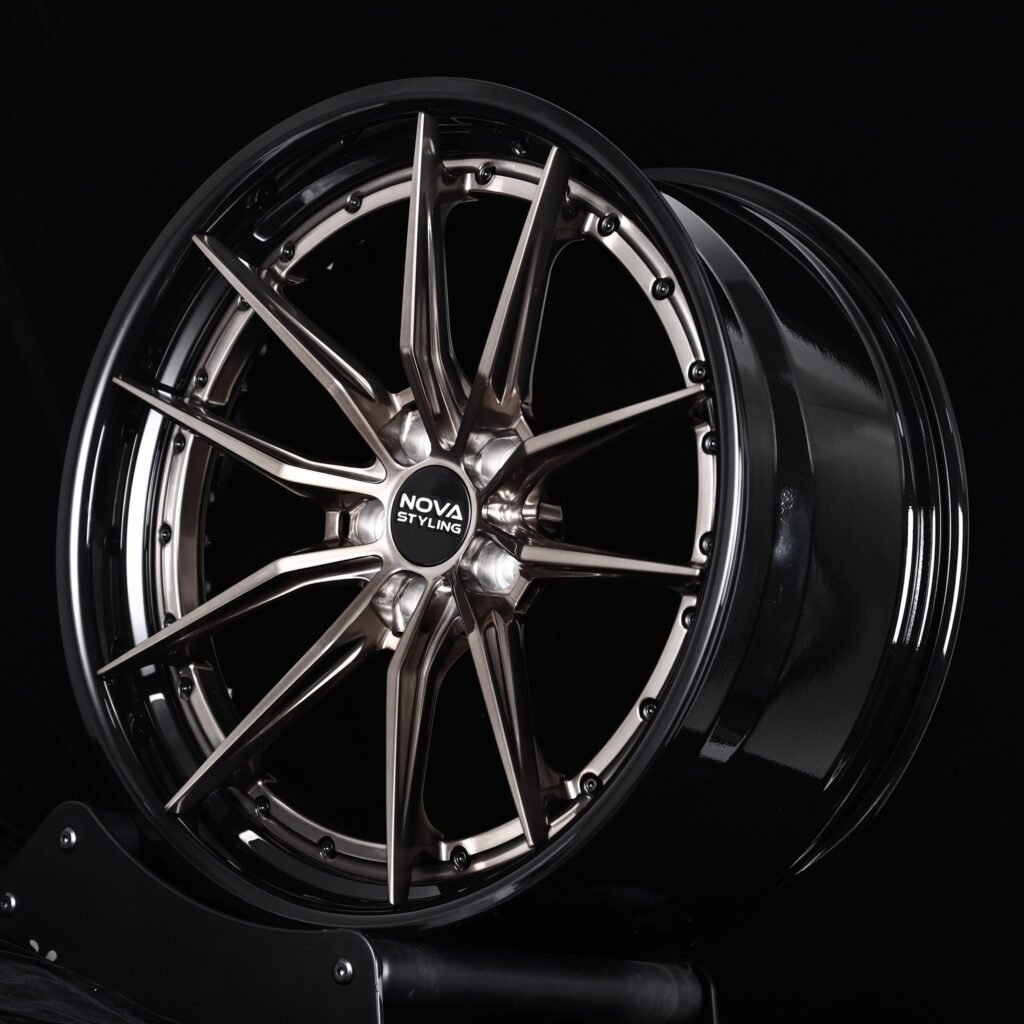 Nova Gloss Black / Machined Multi-Spoke Polished Lip 2-Piece Forged Wheels - Audi A6 / Mercedes-Benz E-Class Fitment (5-Lug) Deep Dish forged wheel