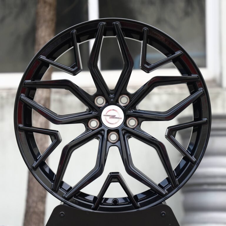 Opel Astra wheels – Gloss Black Multi-Spoke (Opel OEM-Style), front view