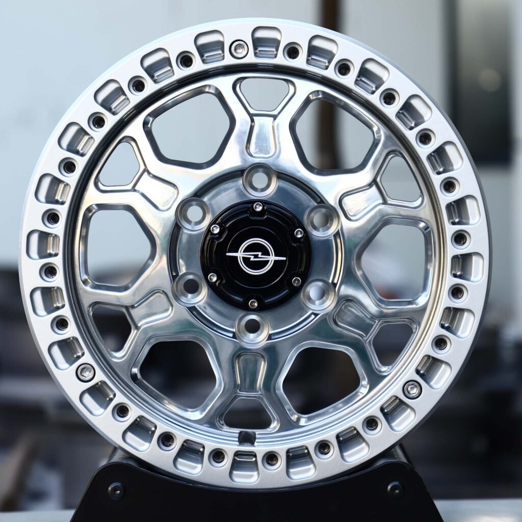 Opel Frontera B wheels – Polished Split-Spoke Beadlock (Opel OEM-Style), front view