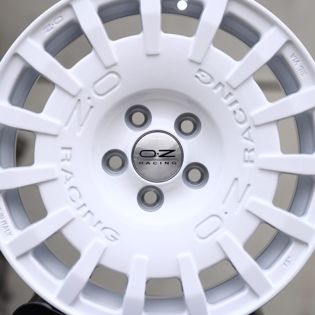 Toyota GR Supra wheels – OZ Racing Gloss White Full-Face, lip and barrel detail