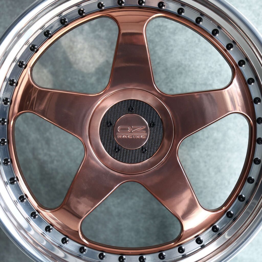 Lamborghini Huracan wheels – Bronze 5-Spoke Deep Dish 2-Piece (OZ Racing-Style), lip and barrel detail