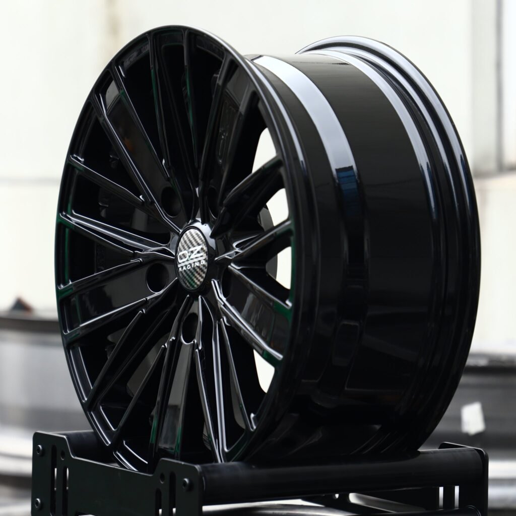 5x130 wheels – Gloss Black Multi-Spoke (OZ Racing-Style), side view