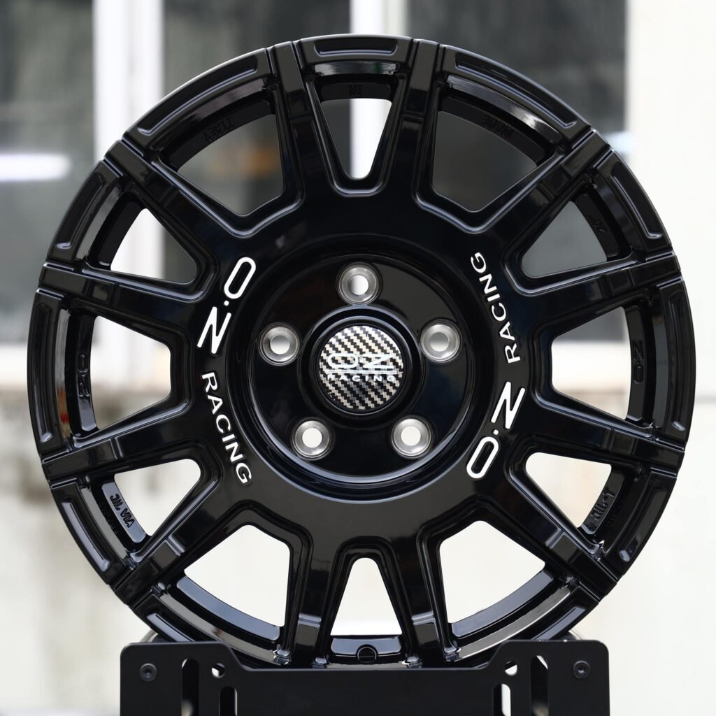 Jeep Wrangler wheels – Gloss Black Multi-Spoke (OZ Racing-Style), front view