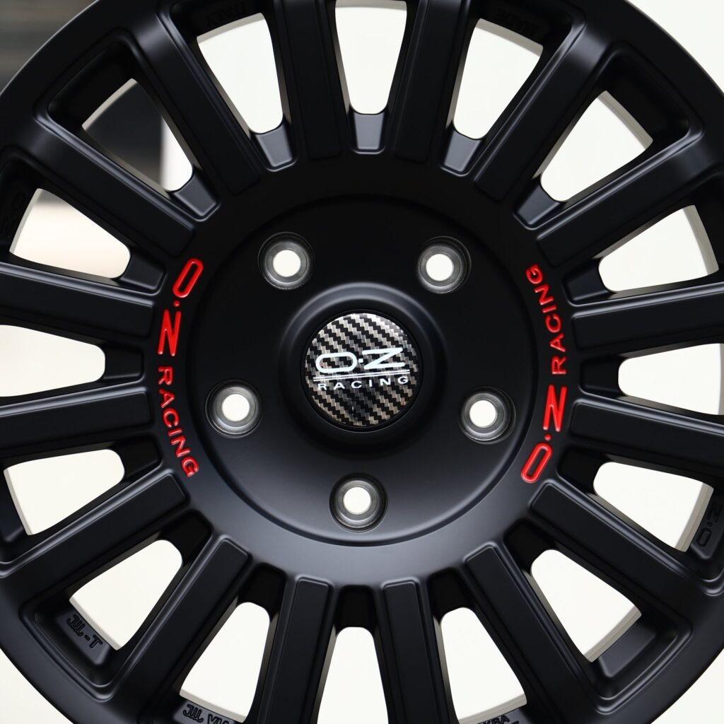 BMW M3 wheels – Matte Black 15-Spoke (OZ Racing-Style), angled view