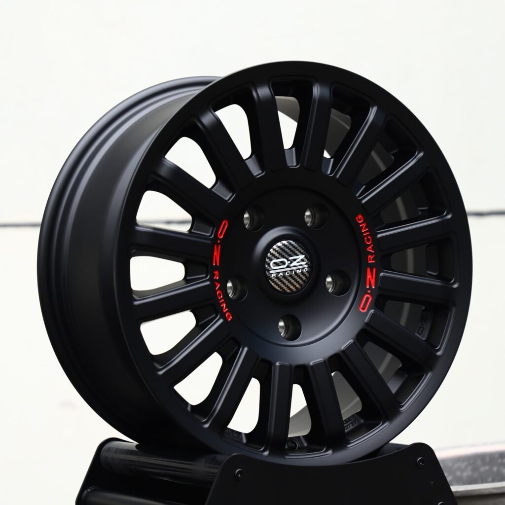 5x130 wheels – Matte Black 15-Spoke (OZ Racing-Style), side view