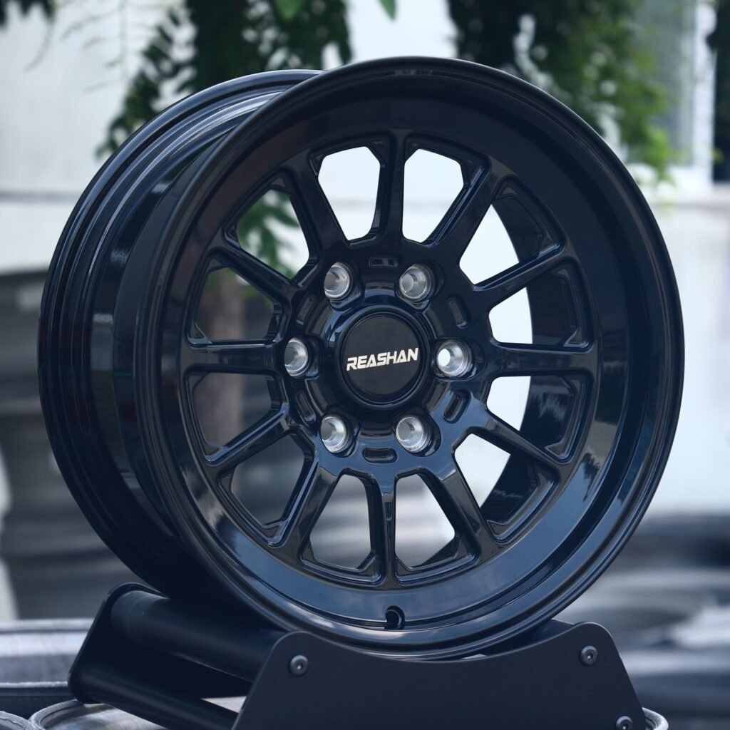 Toyota Tacoma wheels – Patsha Custom Finish Deep Lip, angled view