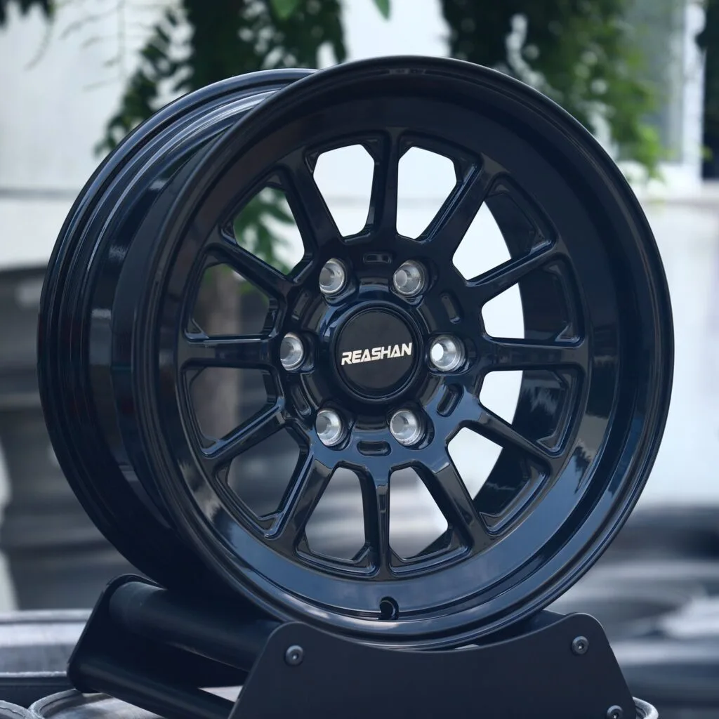 Toyota Tacoma wheels – Patsha Custom Finish Deep Lip, angled view