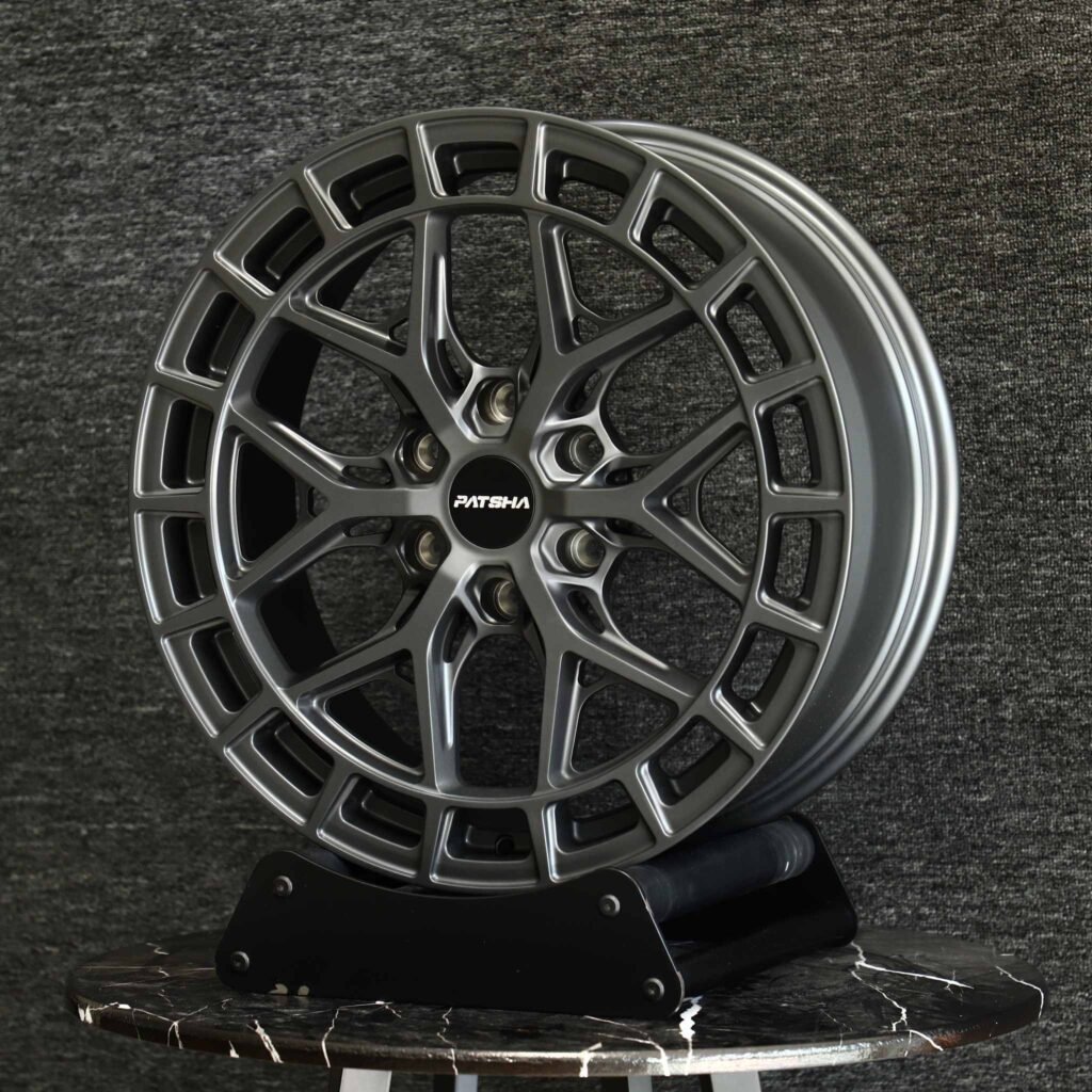 5x130 wheels – Patsha Dark Gunmetal Double-Ring, side view