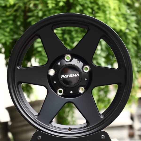 Audi A6 wheels – Patsha Gloss Black 6-Spoke Deep Lip, front view