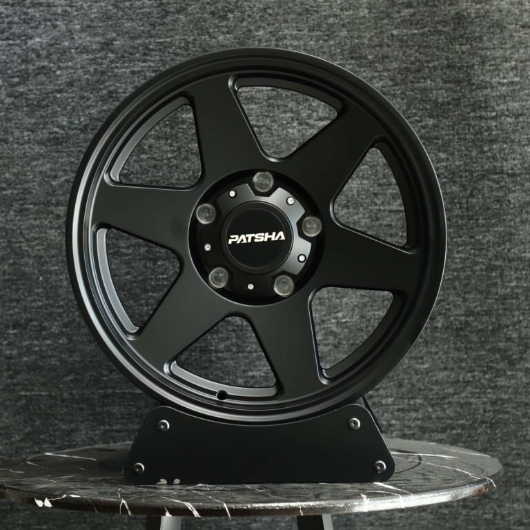 Toyota 4Runner wheels – Patsha Gloss Black 6-Spoke, front view