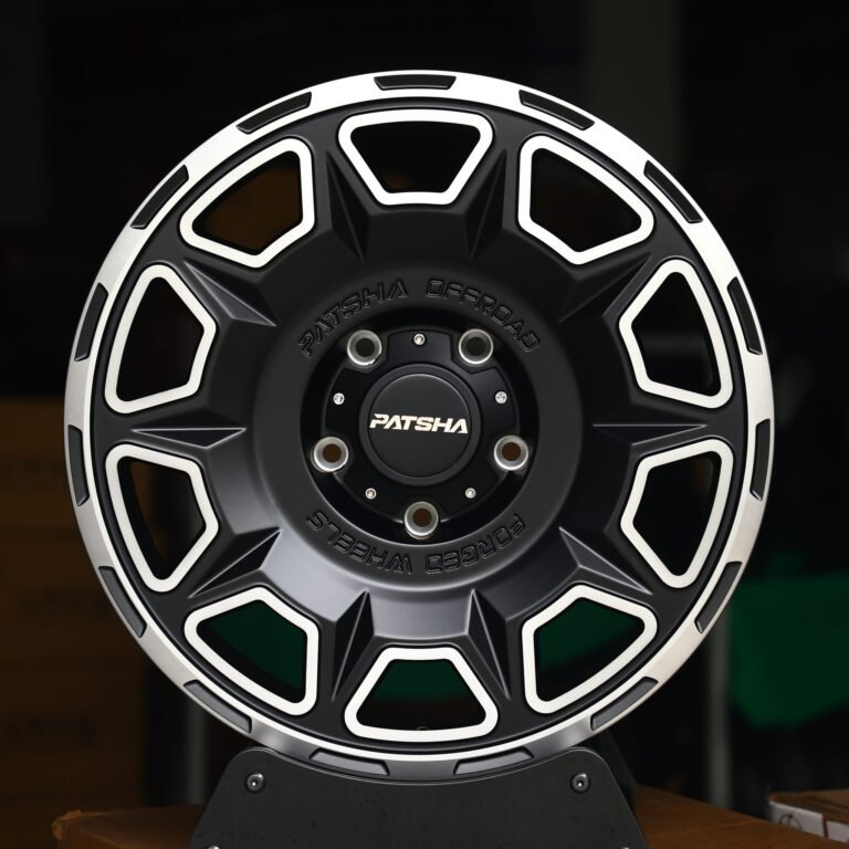 Toyota 4Runner wheels – Patsha Gloss Black Machined Face, front view