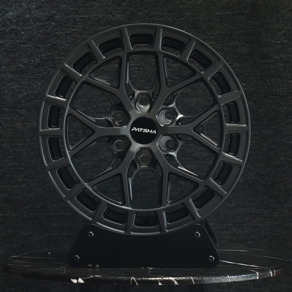 Toyota 4Runner wheels – Patsha Gray Double Ring Lip, front view