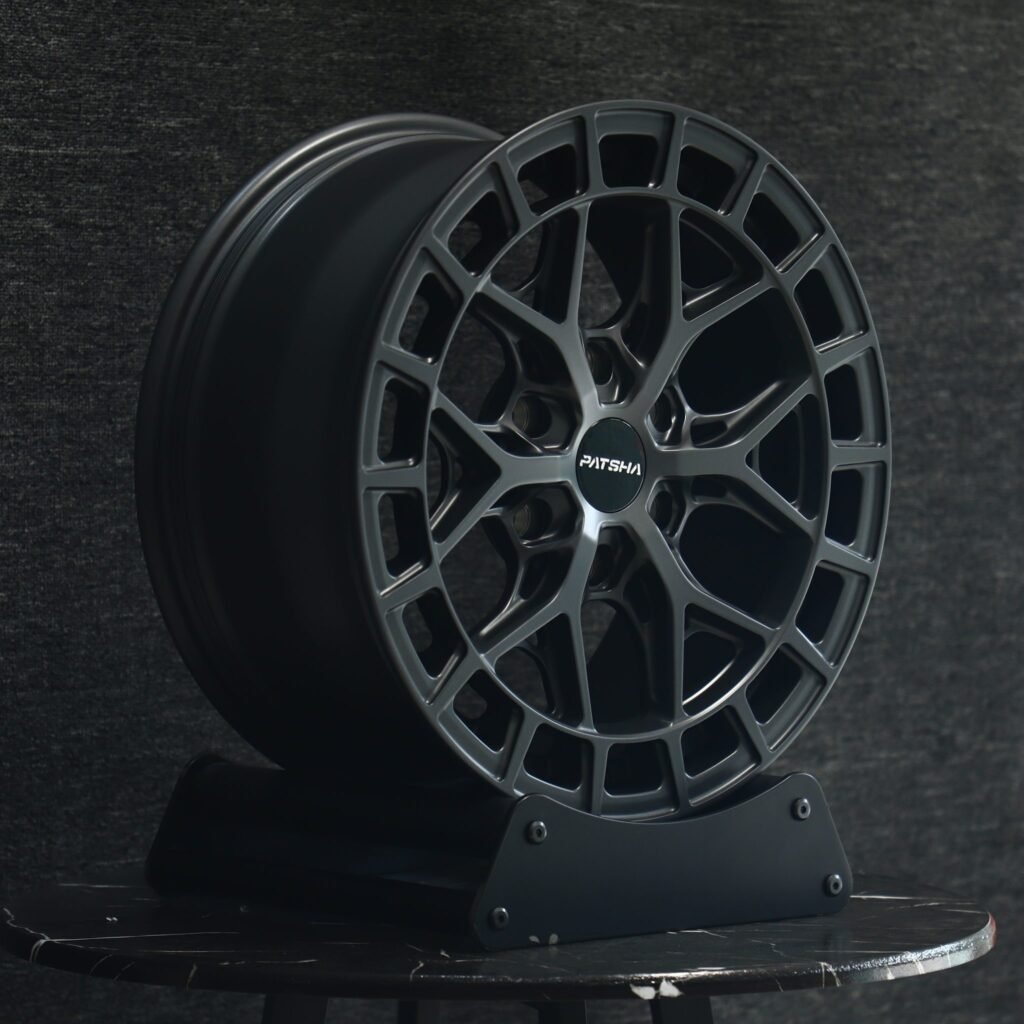 Patsha Matte Gunmetal Mesh Multi-Spoke Forged Wheels - BMW M3 / Audi RS5 Fitment (5-Lug) Monoblock forged wheel