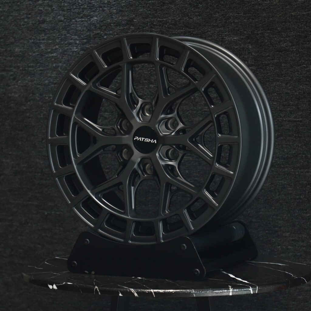Patsha Matte Gunmetal Mesh Multi-Spoke Forged Wheels - BMW M3 / Audi RS5 Fitment (5-Lug) view 2