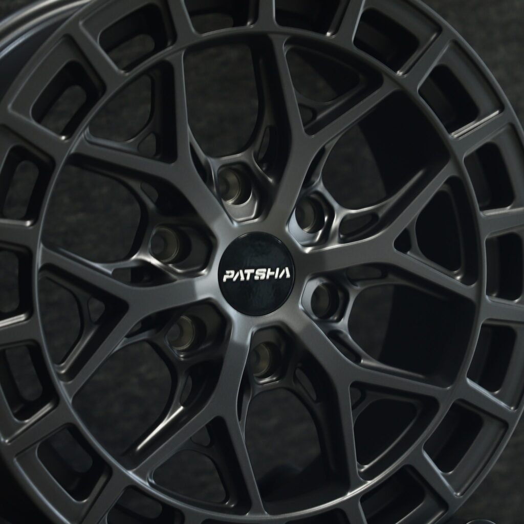 Patsha Matte Gunmetal Mesh Multi-Spoke Forged Wheels - BMW M3 / Audi RS5 Fitment (5-Lug) view 3