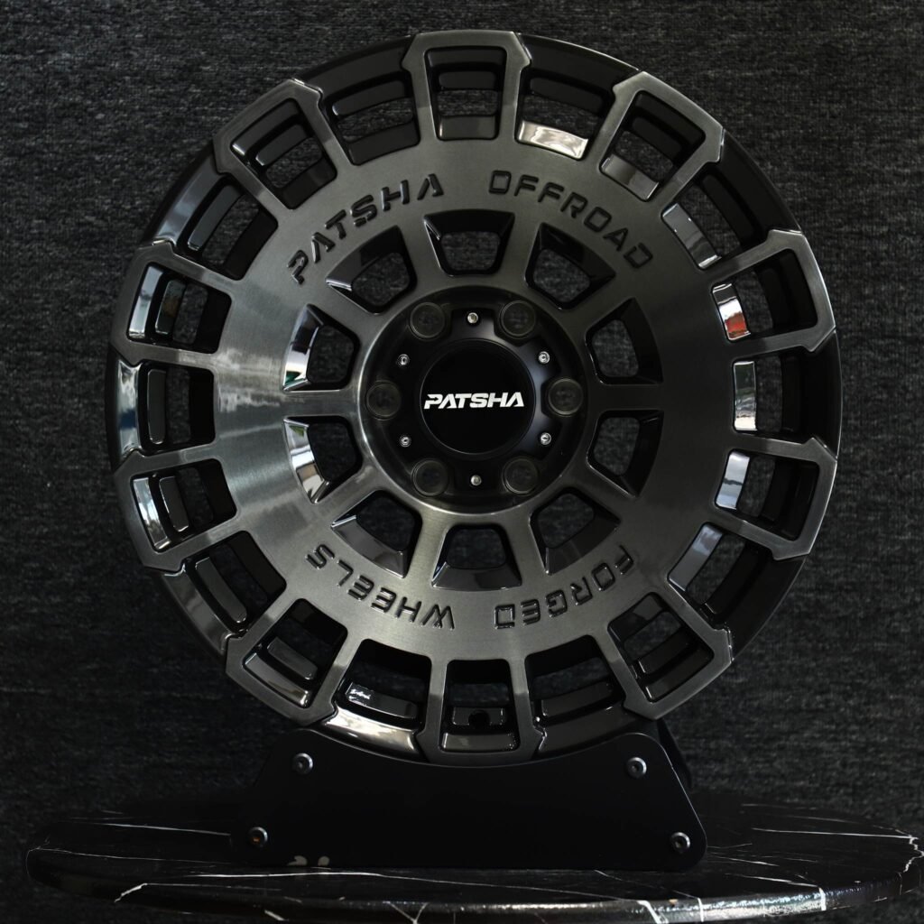 Toyota 4Runner wheels – Patsha Transparent Gray Double Ring Lip, front view