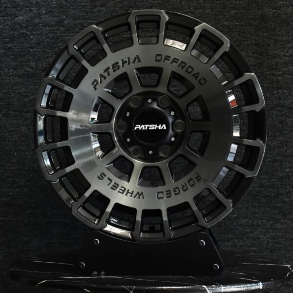 Toyota 4Runner wheels – Patsha Transparent Gray Double Ring Lip, front view
