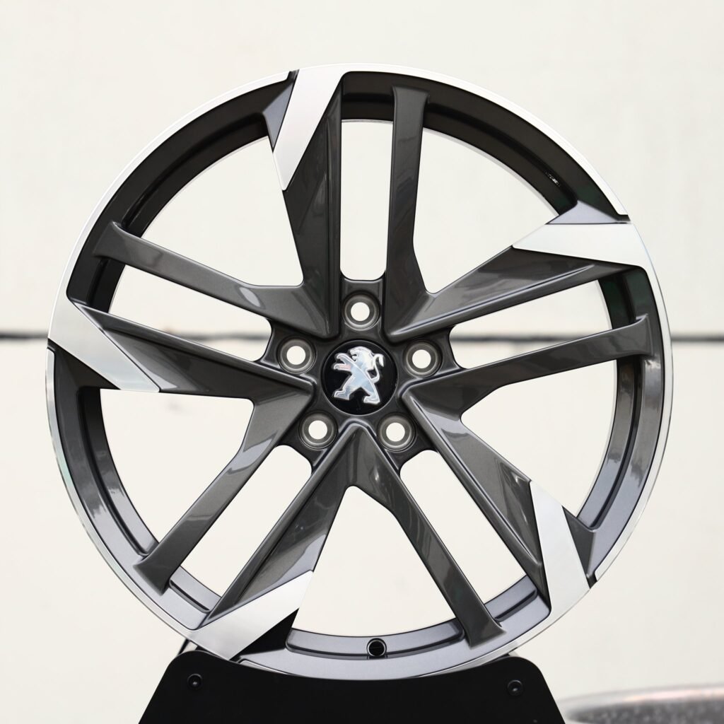 Peugeot 508 wheels – Gunmetal / Machined 5 Split-Spoke (Peugeot OEM-Style), front view